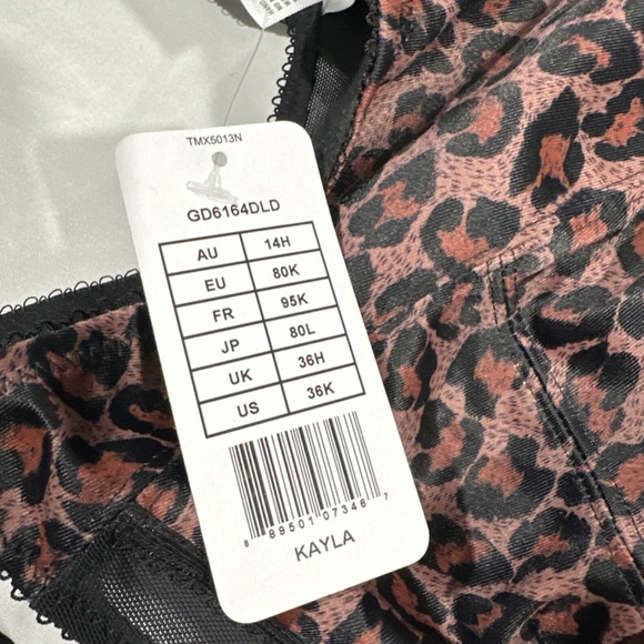NWT $54 Goddess [ 36K US ] Kayla Full Figure Underwire Bra in Dark‎ Leopard - Picture 9 of 12